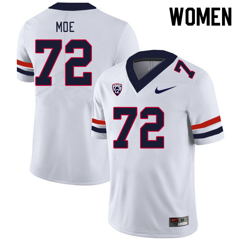 Women #72 Wendell Moe Arizona Wildcats College Football Jerseys Stitched-White - Click Image to Close